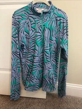 Tommy Bahama Active Tropical Palm 1/4 Zip Golf Pullover Blue Green
